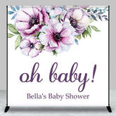 Lofaris Custom Oh Baby Purple Floral Shower Backdrop